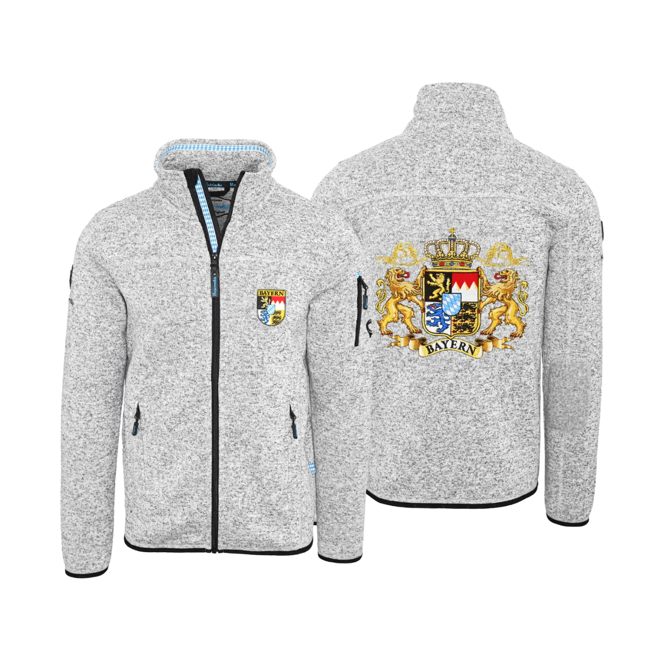 Bayern Strickfleece Jacke hellgrau Herren#Farbe_Hellgrau