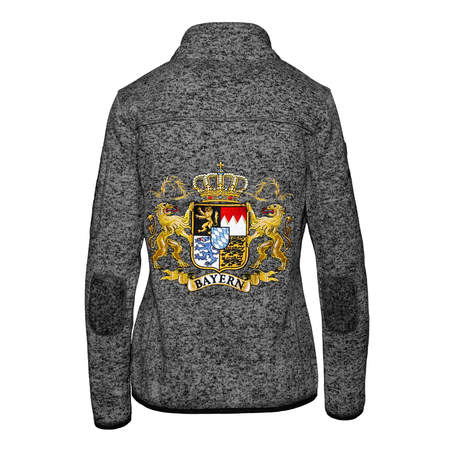 Bayern Strickfleece Jacke ohne Kapuze dunkelgrau #Farbe_Dunkelgrau