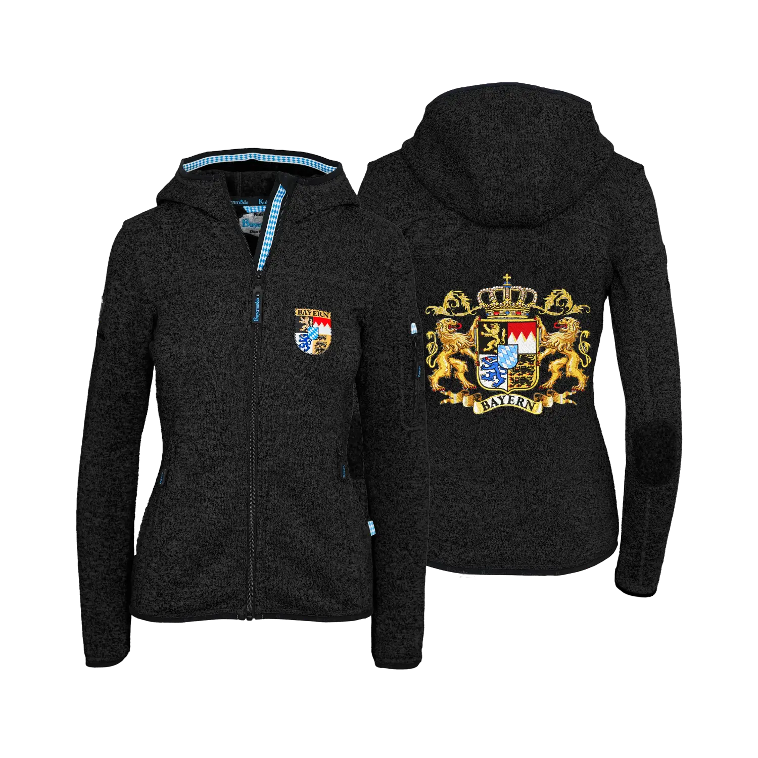 Bayern Strickfleece Jacke schwarz Damen #Farbe_Schwarz