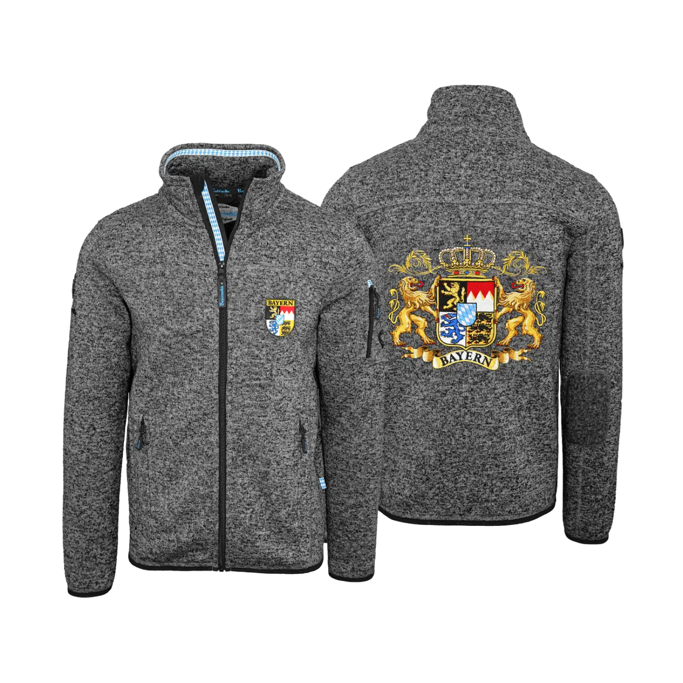 Bayern Strickfleece Weste ohne Kapuze Herren #Farbe_Dunkelgrau