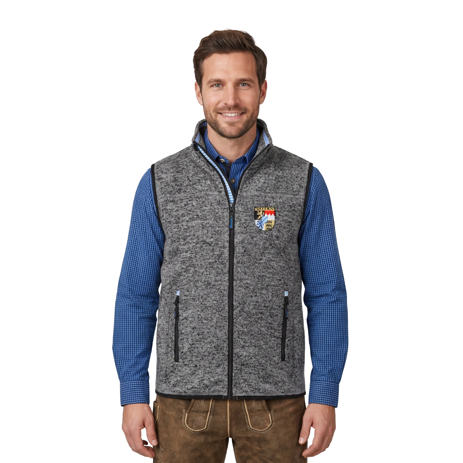 Bayern Trachten Gilet dunkelgrau Strickfleece Herren #Farbe_Dunkelgrau