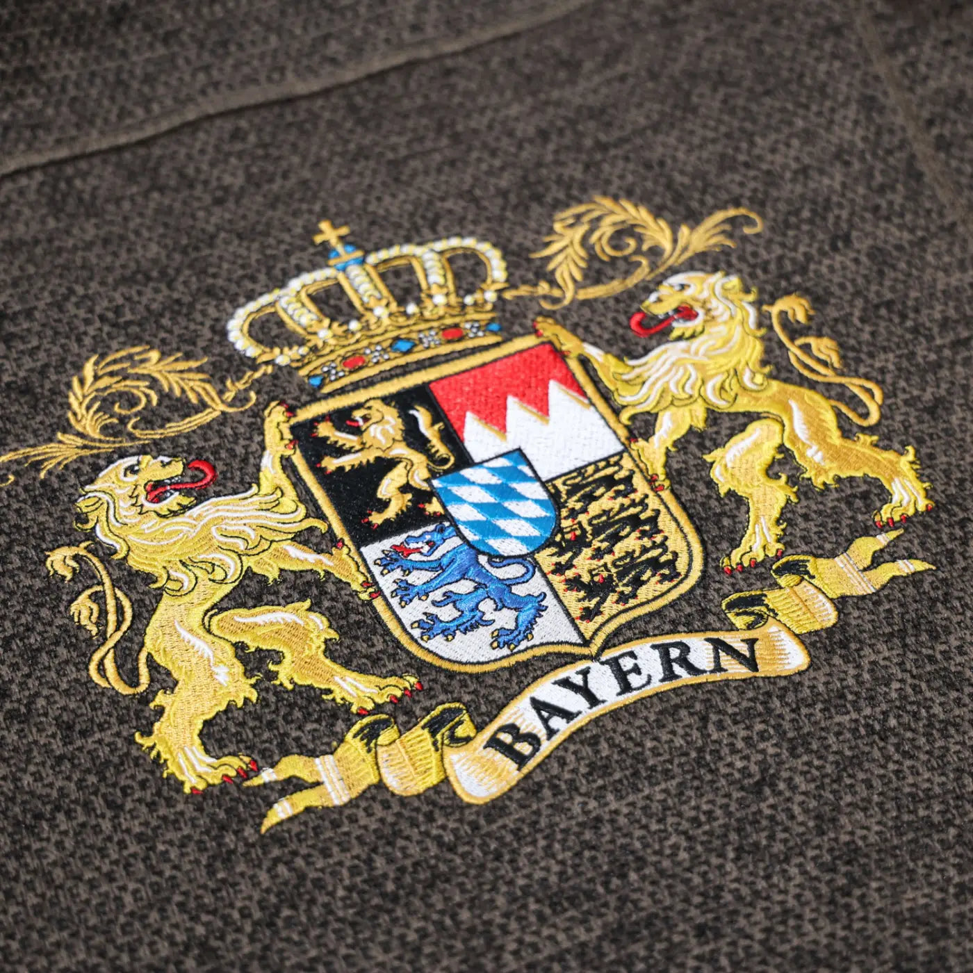 Bayern Wappen Stickerei #Farbe_Dunkelbraun-Strick