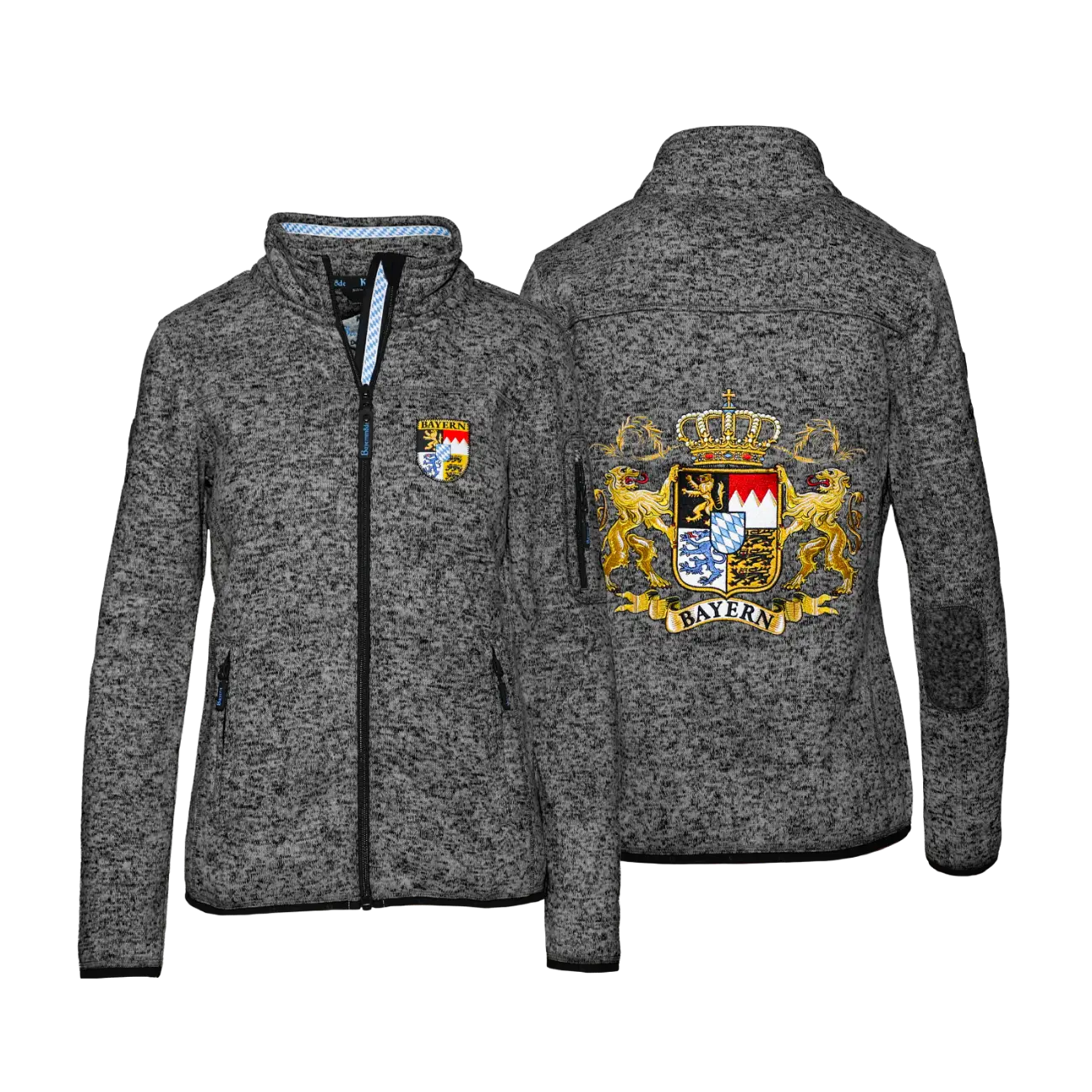 Bayernmode Damen Strickfleece Jacke dunkelgrau #Farbe_Dunkelgrau