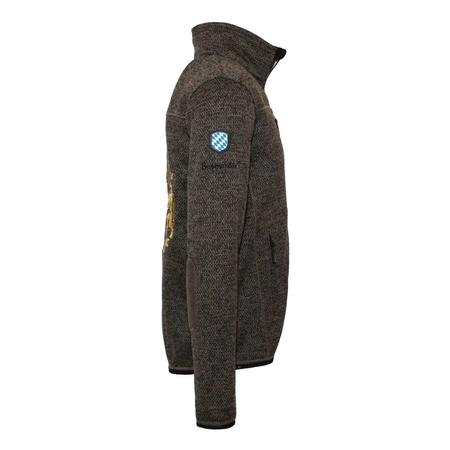 Bayernmode Fleece Jacke Herren #Farbe_Dunkelbraun-Strick