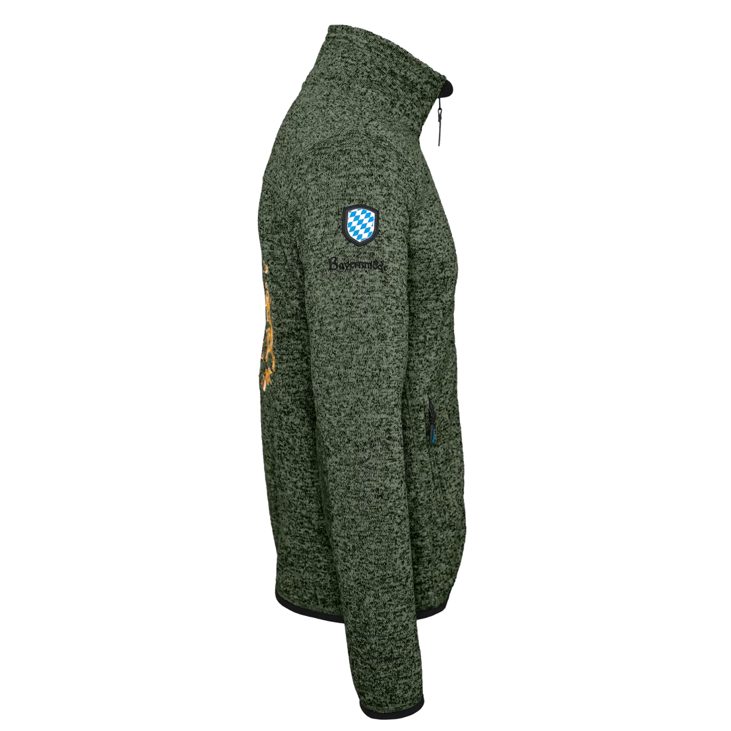 Bayernmode Fleece Jacke ohne Kapuze Herren #Farbe_Dunkelgrün