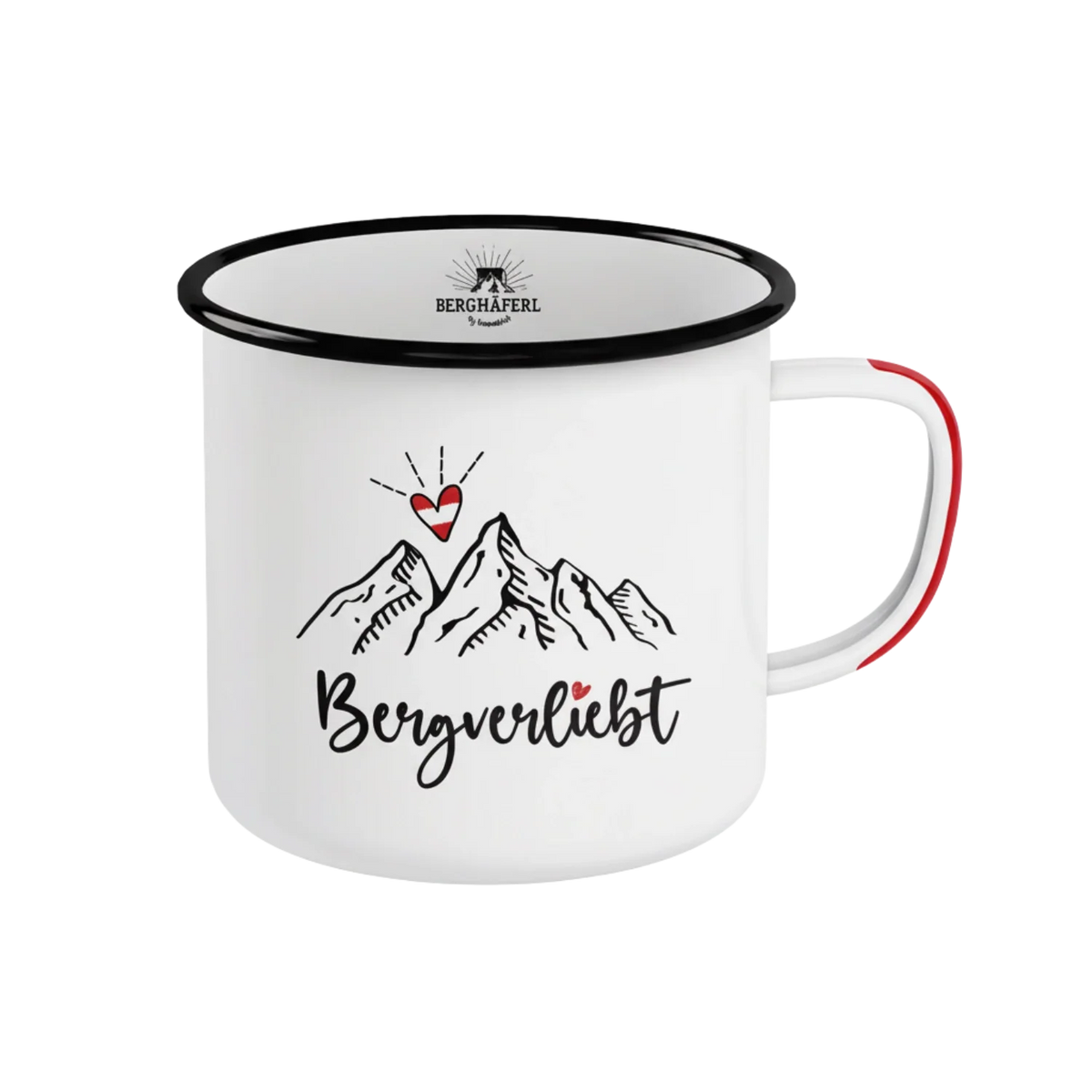 Bergverliebt Emaille Tasse Hoamatkult
