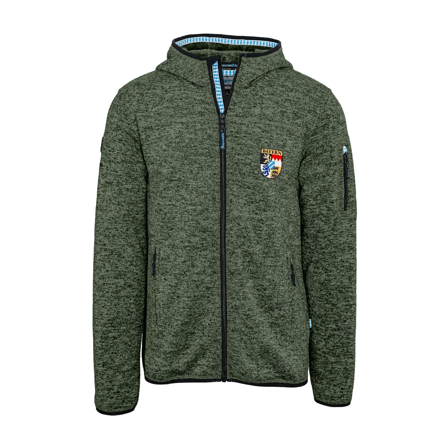 Dunkelgrüne Trachten Fleece Jacke#Farbe_Dunkelgrün