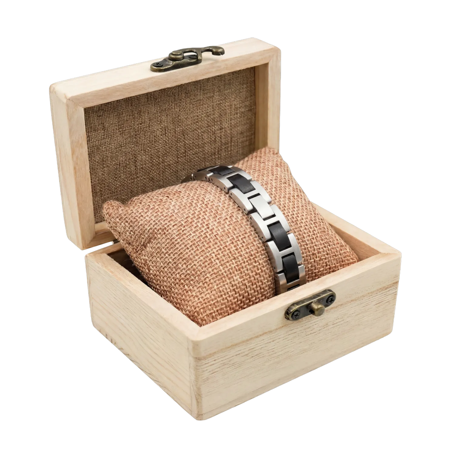 Edelstahl Holzarmband mit Geschenkbox