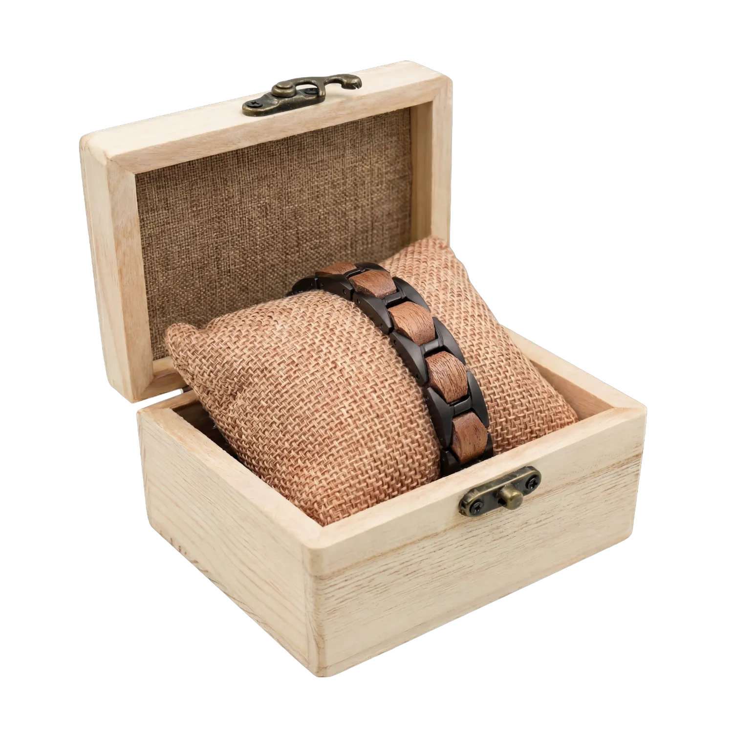 Edles Holzarmband Walnuss Edelstahl mit Holzbox