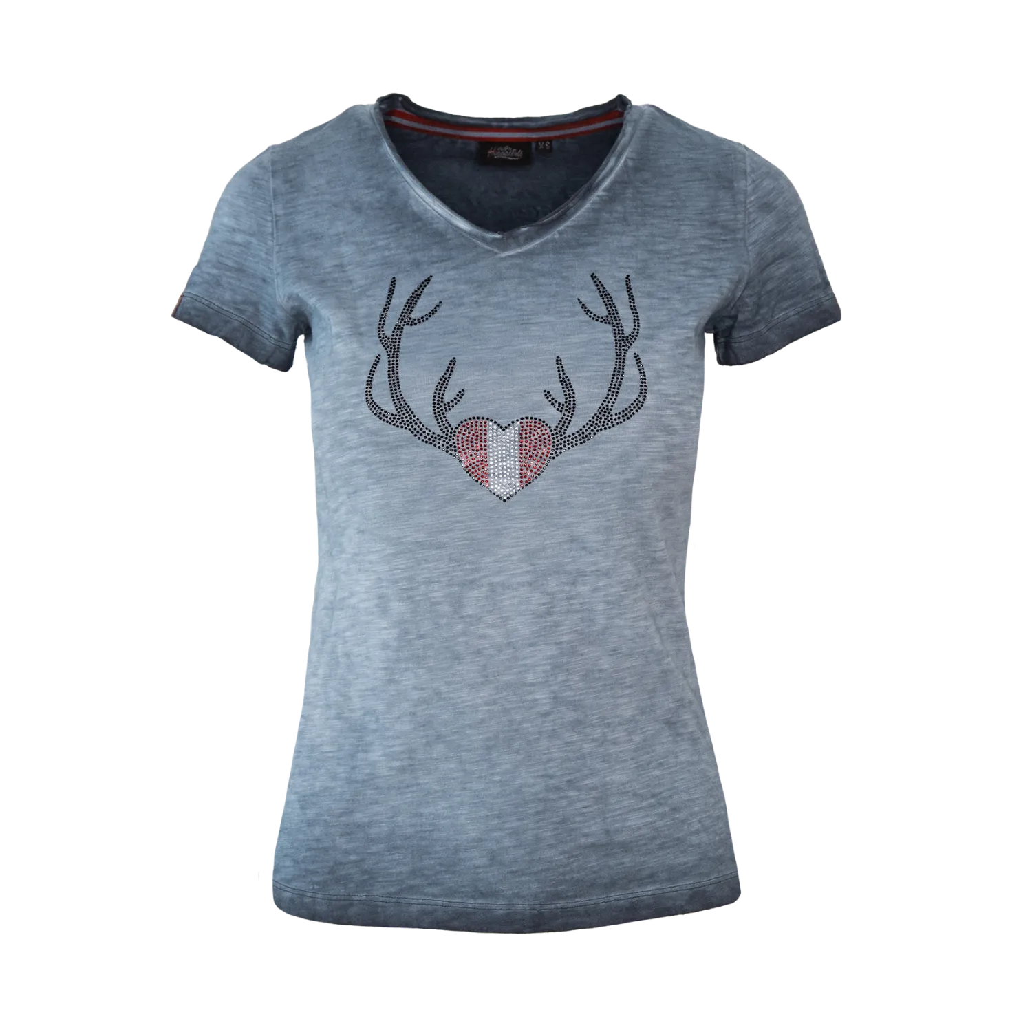 Herz Geweih Shirt Damen dunkelblau #Farbe_Dunkelblau