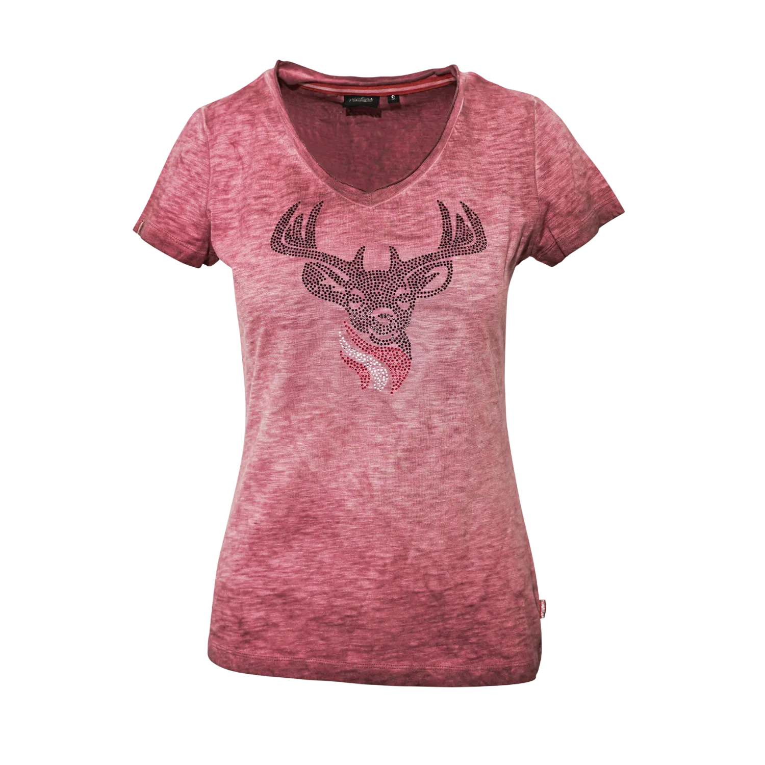 Hirsch Glitzer Shirt Damen rosa #Farbe_Rosa