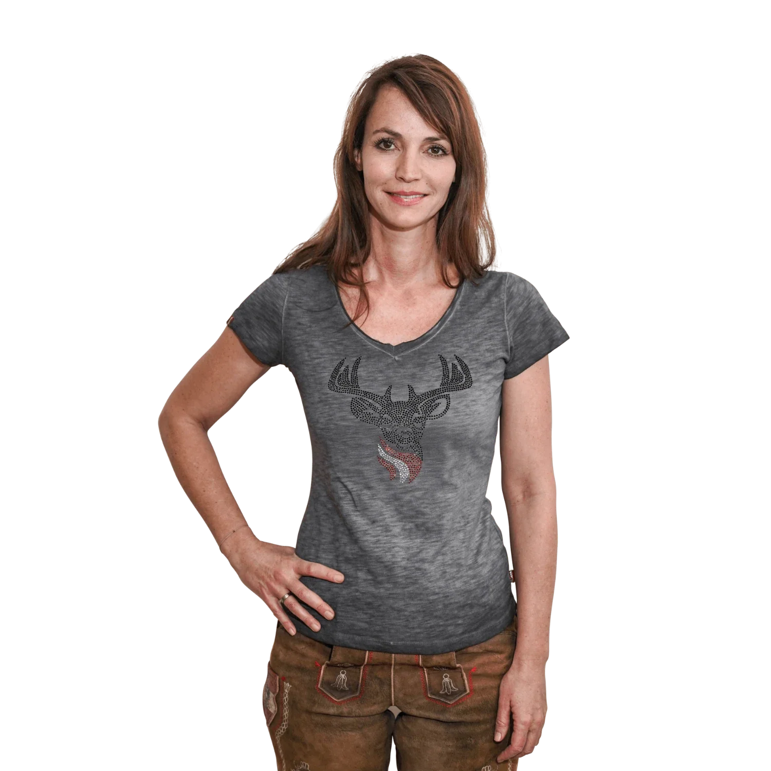Hirsch Glitzer Shirt dunkelgrau #Farbe_Dunkelgrau
