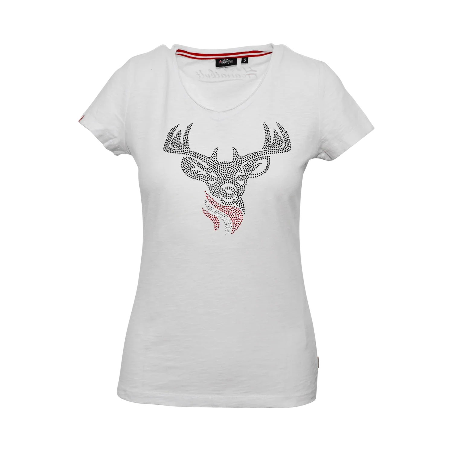 Hirsch Glitzer T-Shirt Damen weiß #Farbe_Weiß
