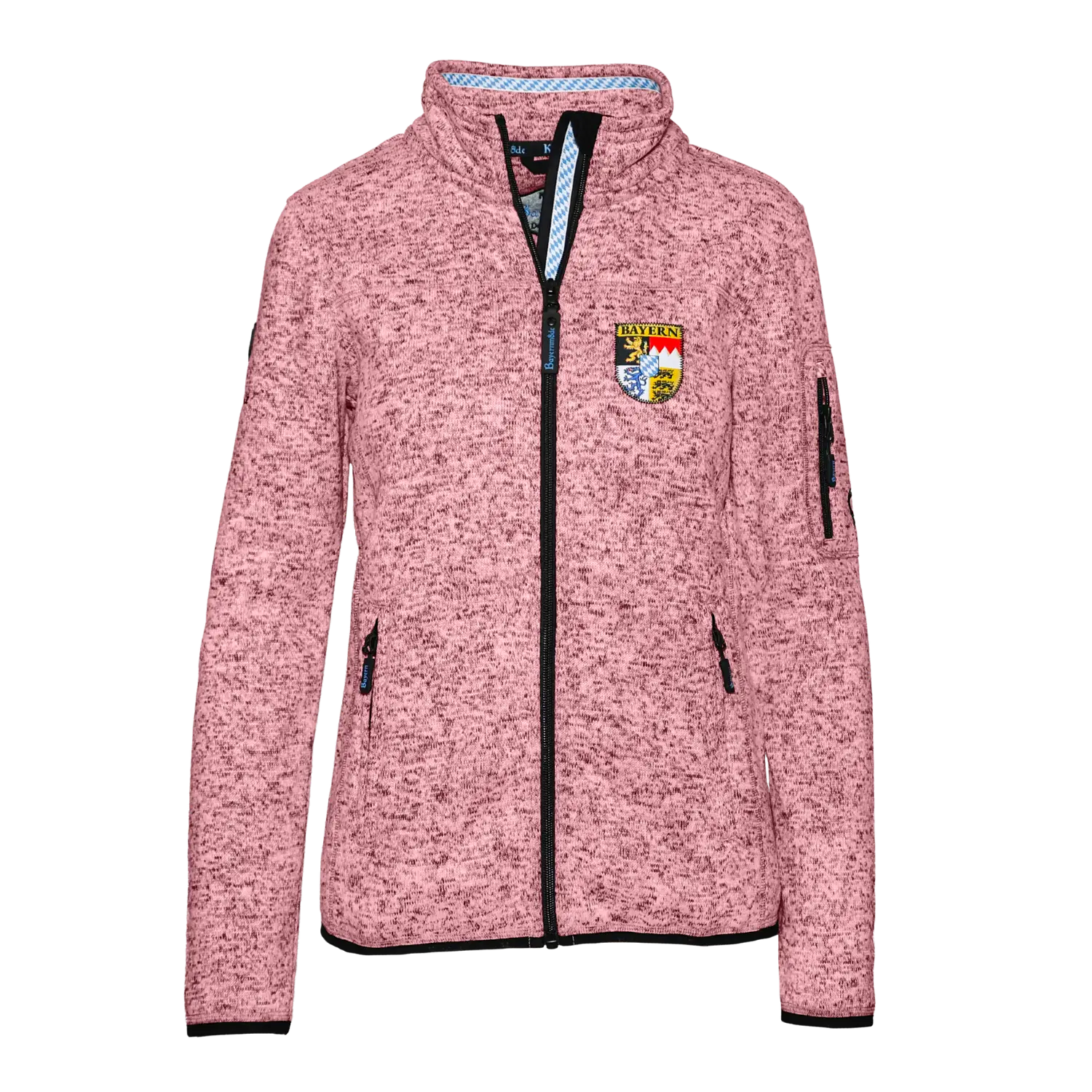 Rosa Damen Strickfleece Jacke Bayern Stickerei #Farbe_Rosa