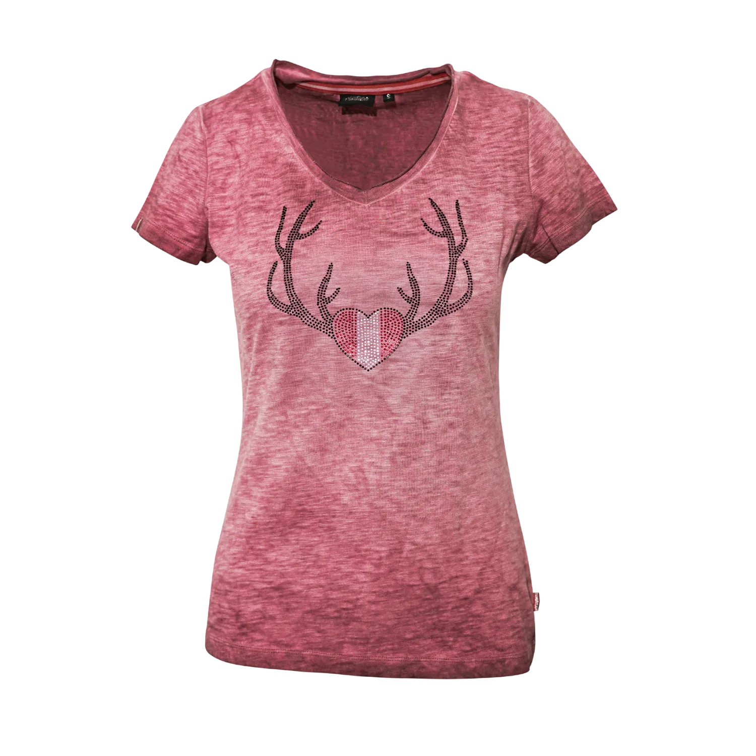 Rosa Herz Geweih T-Shirt Damen #Farbe_Rosa